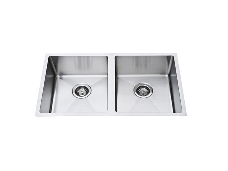 Atlas 760 * 440 * 250mm Double Bowl Handmade Kitchen Sink Chrome