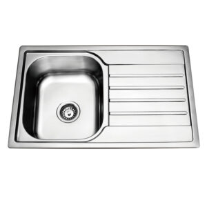 Prague 800* 500mm Top Mount Single Bowl with Drainer Pressing Kitchen Sink