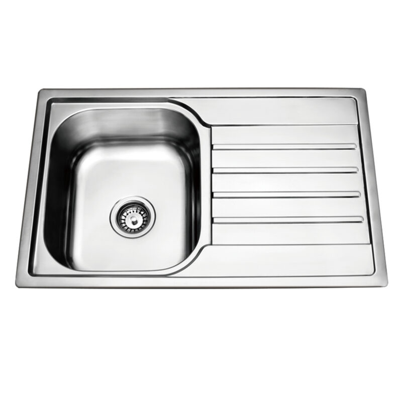 Prague 800* 500mm Top Mount Single Bowl with Drainer Pressing Kitchen Sink