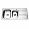 Prague 1120 x 500mm Top Mount Double Bowl with Drainer Pressing Kitchen Sink