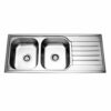 Prague 1200X500mm Top Mount Double Bowl Pressing Kitchen Sink Chrome