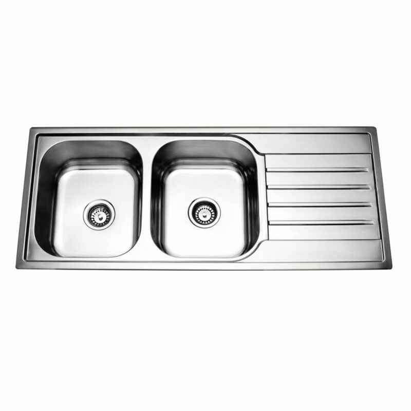 Prague 1200X500mm Top Mount Double Bowl Pressing Kitchen Sink Chrome