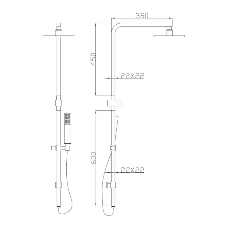 Square Shower Set in brushed nickel