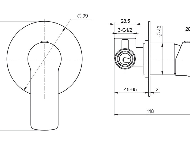 London Shower/ Bath Mixer in Chrome & White