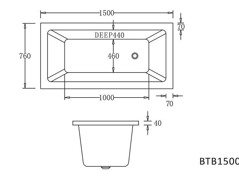BARI 1500/ 1660mm Drop In Spa Bathtub in Gloss White