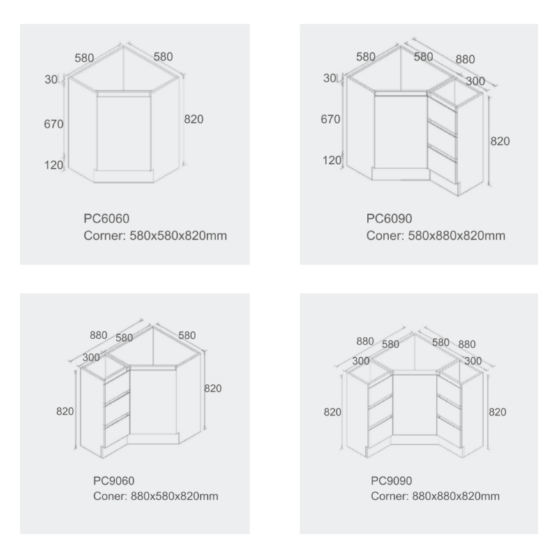Corner 600- 900mm Freestanding Natural Timber Vanity