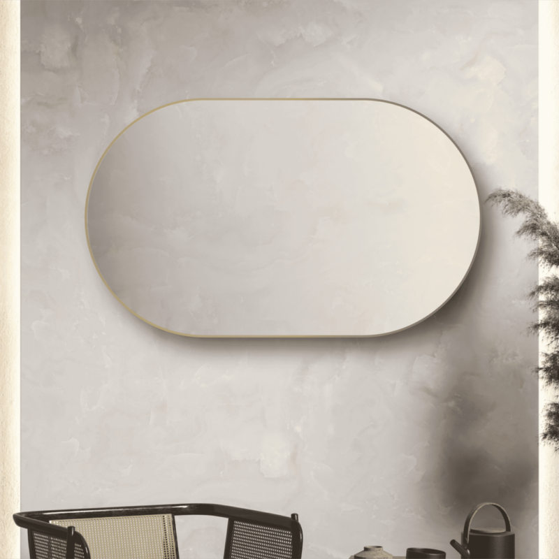 Convex Oval 1500x900mm Brushed Gold Framed Mirror
