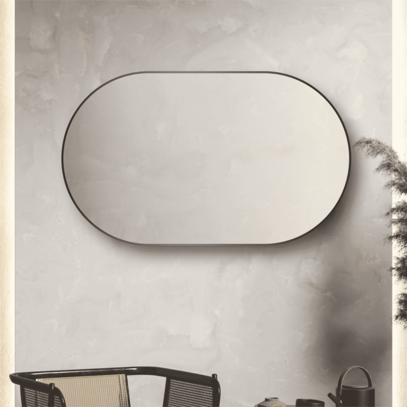Convex Oval 1500x900mm Matte Black Framed Mirror