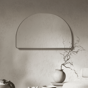 Convex Arch 1500x1000mm Matte Black Framed Mirror