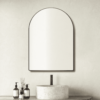 Convex Arch 750x900mm Matte Black Framed Mirror