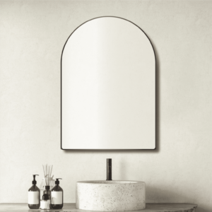 Convex Arch 750x900mm Matte Black Framed Mirror