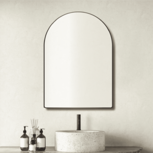 Convex Arch 750x900mm Matte Black Framed Mirror