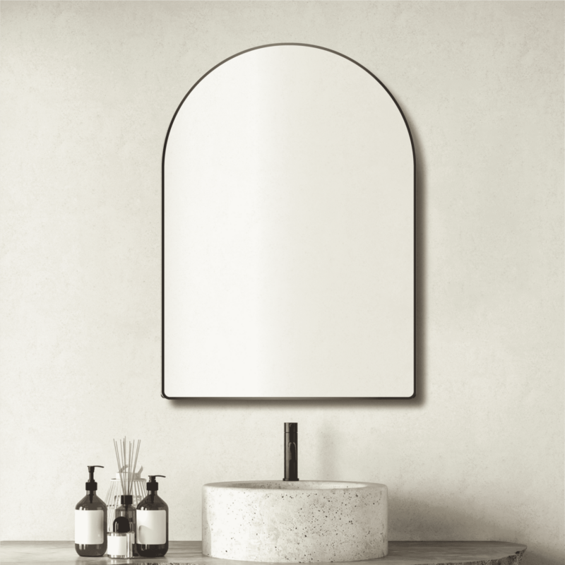 Convex Arch 750x900mm Matte Black Framed Mirror