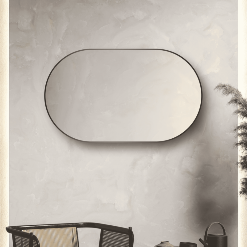 Convex Oval 1200x800mm Matte Black Framed Mirror