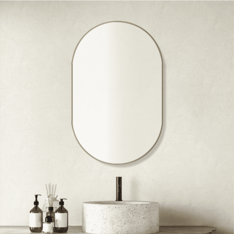 Convex Oval 460x900mm Brushed Gold Framed Mirror