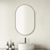 Convex Oval 460x900mm Matte Black Framed Mirror