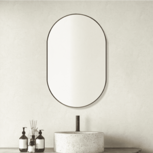 Convex Oval 460x900mm Matte Black Framed Mirror