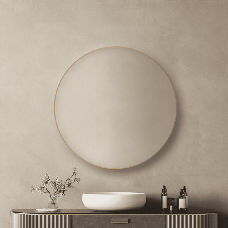 Convex Round 800mm Brushed Gold Framed Mirror