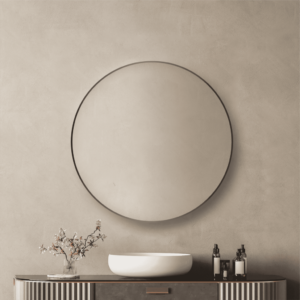 Convex Round 800mm Matte Black Framed Mirror