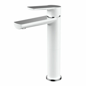 London High Basin Mixer in Chrome & White