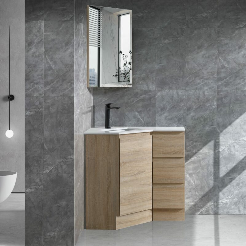 Corner 600- 900mm Freestanding Natural Timber Vanity