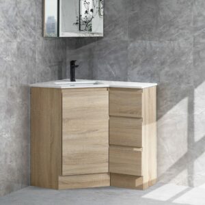 Corner 600- 900mm Freestanding Natural Timber Vanity