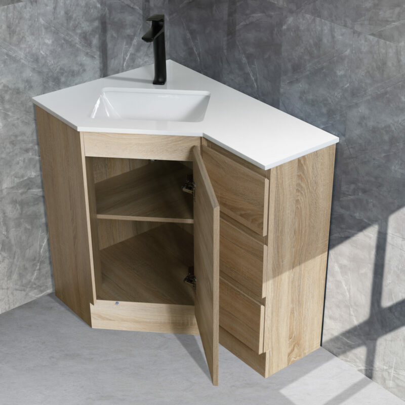 Corner 600- 900mm Freestanding Natural Timber Vanity