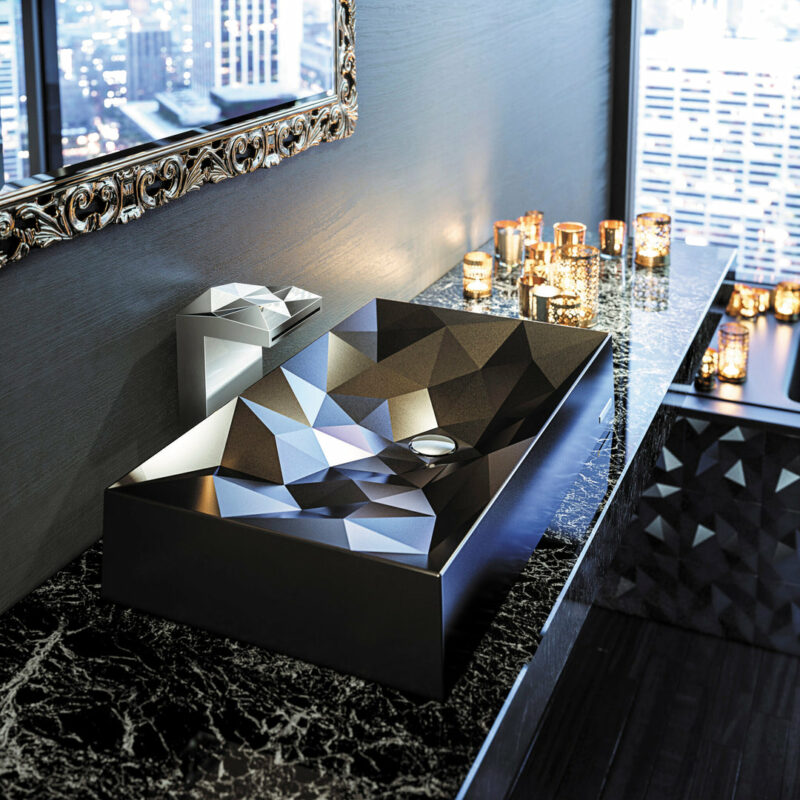 Sternhagen 715x415mm Black Kristall Above Counter Basin Sani-Quartz