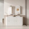 Curva 1800mm Curved Fluted Floor Standing White Vanity