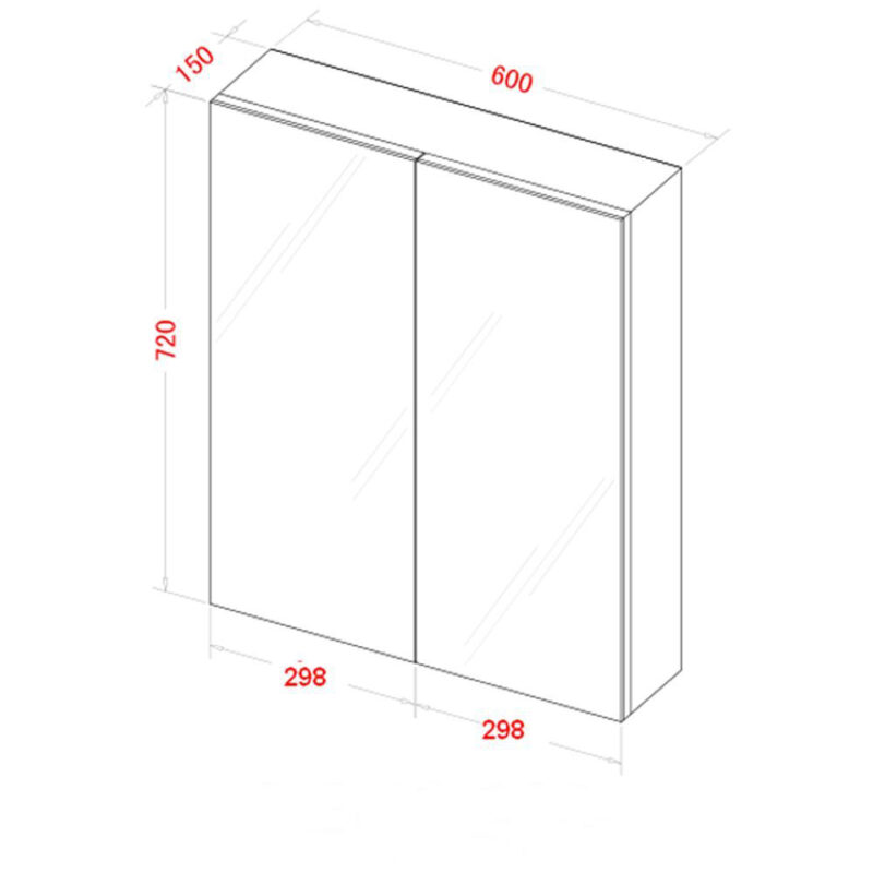 Mirror Cabinet 600mm in White