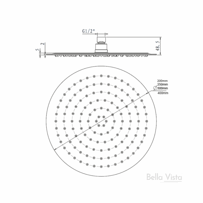 Mica 250mm Round Shower Head in French Gold