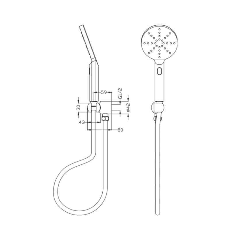 Mica Wide Hand Shower on Hook in Brushed Nickel