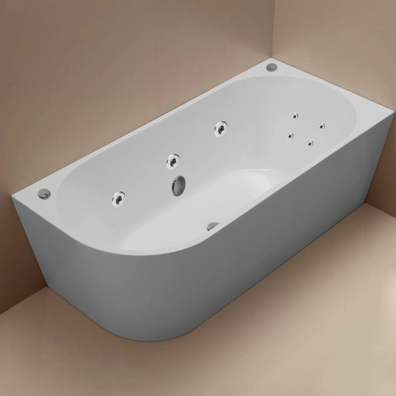 MILAN 1500/ 1700mm Spa Right Corner Bathtub in Gloss White