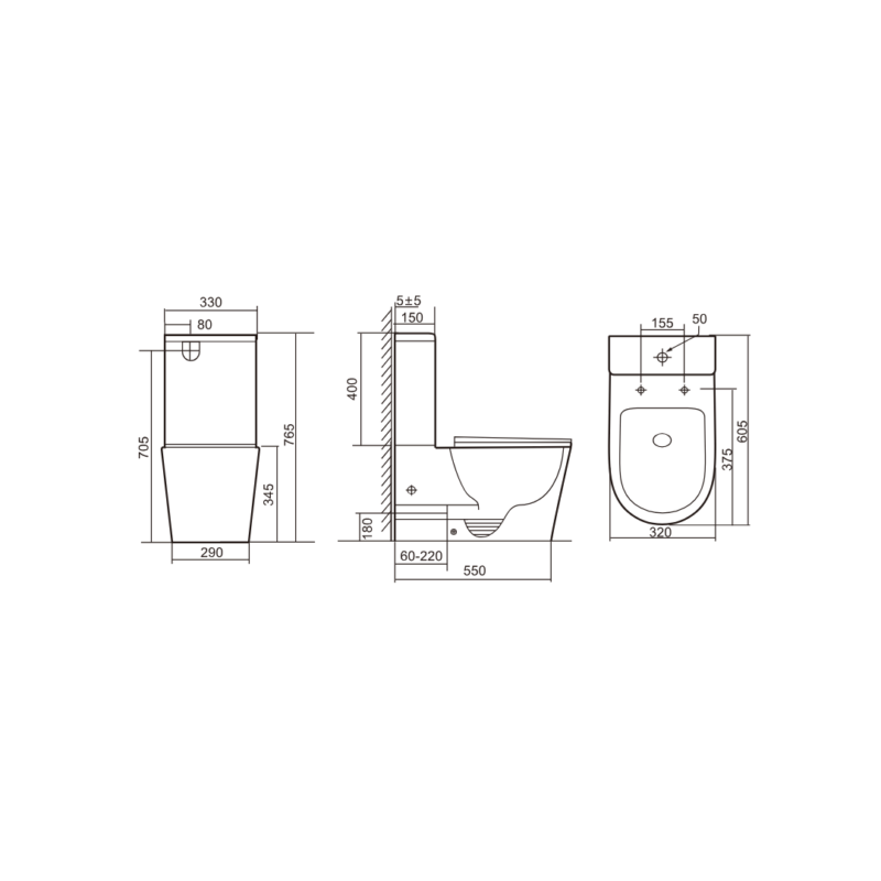 MiniLoo Child-care Rimless Back to wall Toilet Suite
