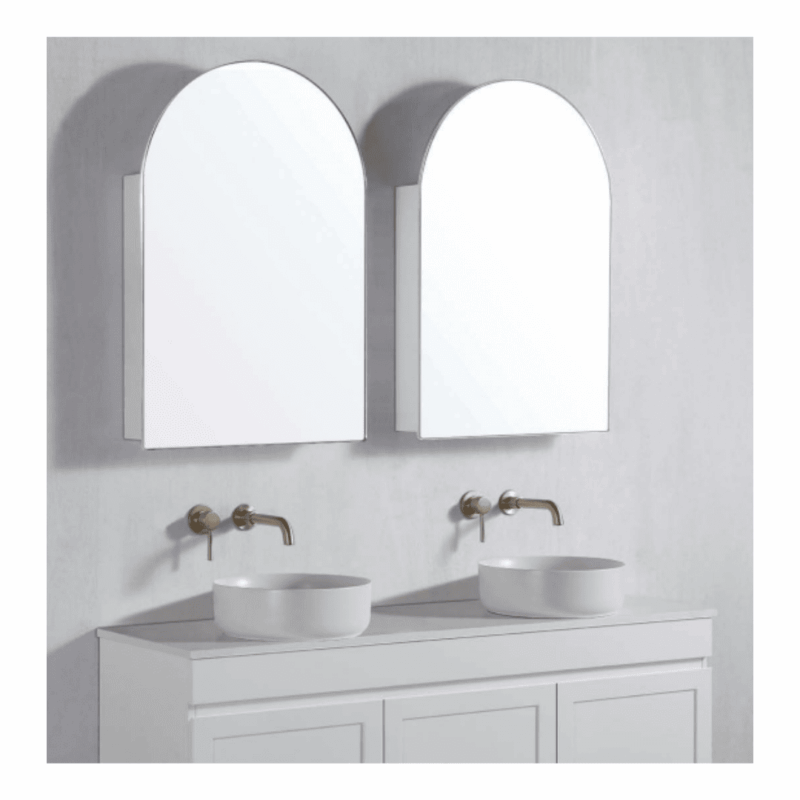 Archive 900x610mm Arch Matte white/ Prime Oak/ Black Mirror Cabinet