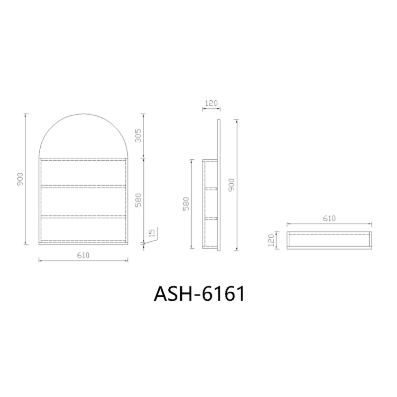 Archive 900x610mm Arch Matte white/ Prime Oak/ Black Mirror Cabinet