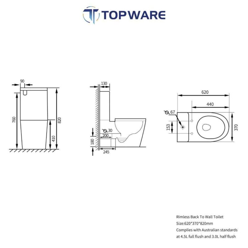 Nova Rimless Compact Pan Universal Toilet Suite - Gloss White