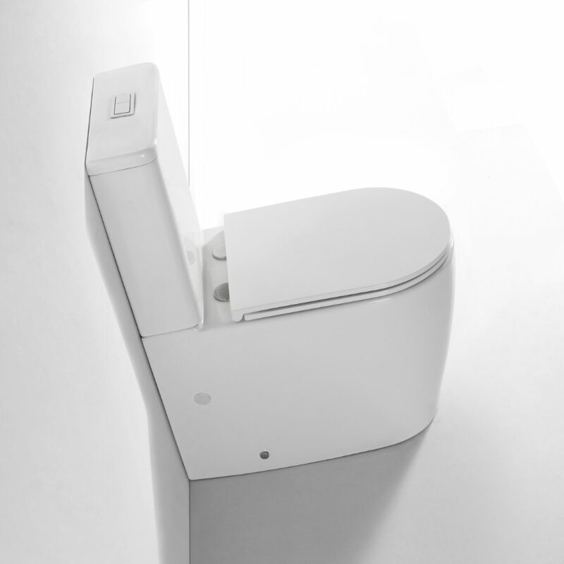 Prime Tornado & Rimless Comfort Height Back to Wall Toilet Suite - Gloss White