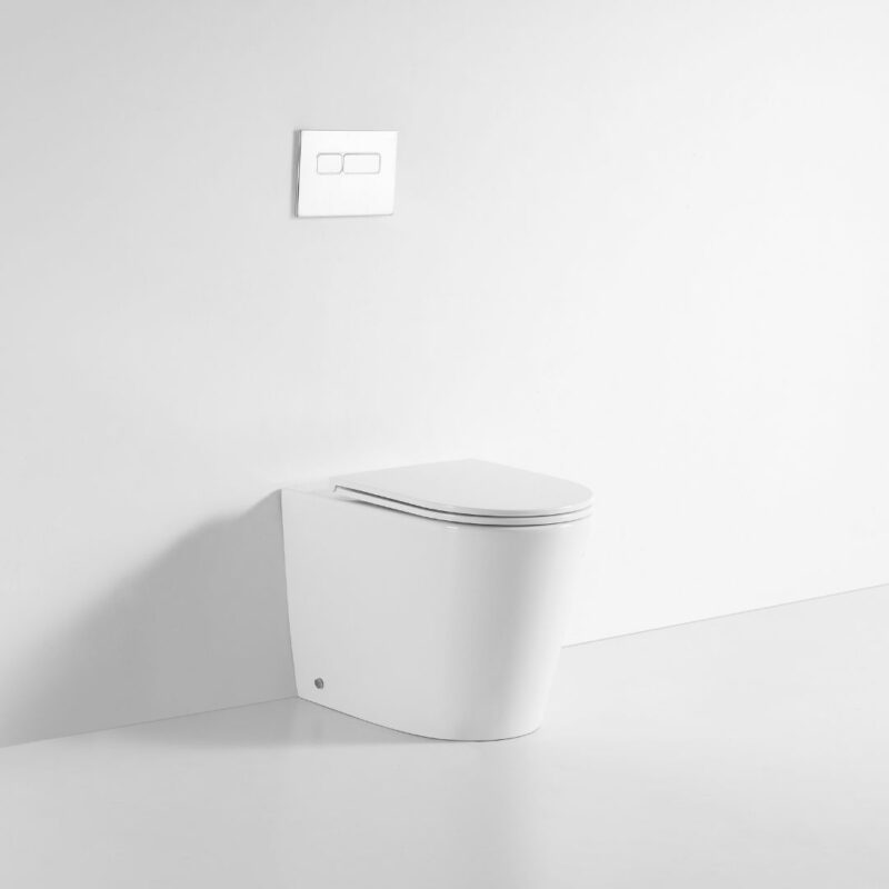 Flow Rimless in-wall Floor Toilet Pan – Gloss White