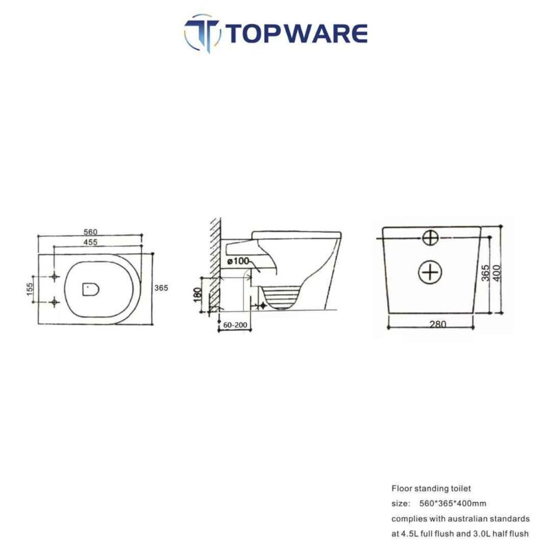 Flow R&T Rimless in-wall Cistern Floor Toilet Package