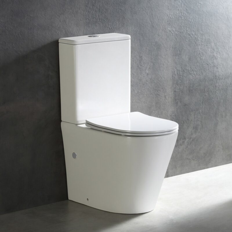 NOVEL Rimless Nano Ceramic Back to wall Toilet Suite - Gloss White