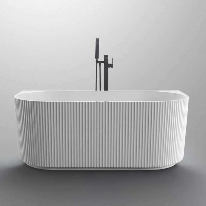 NOVEL 1700 Fluted Back to Wall Bathtub Gloss White