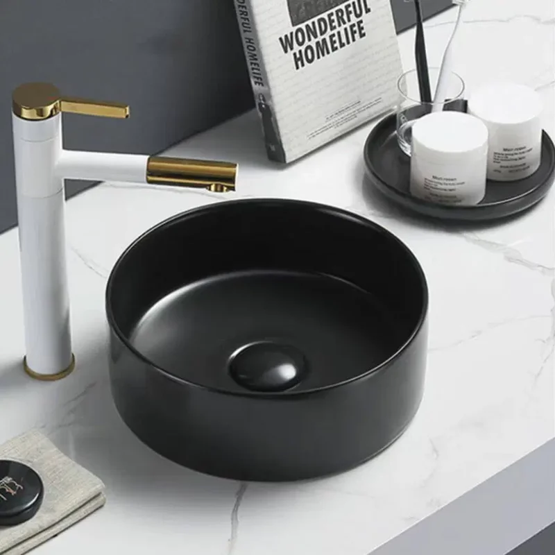 Round 301mm Matte Black Counter Top Basin