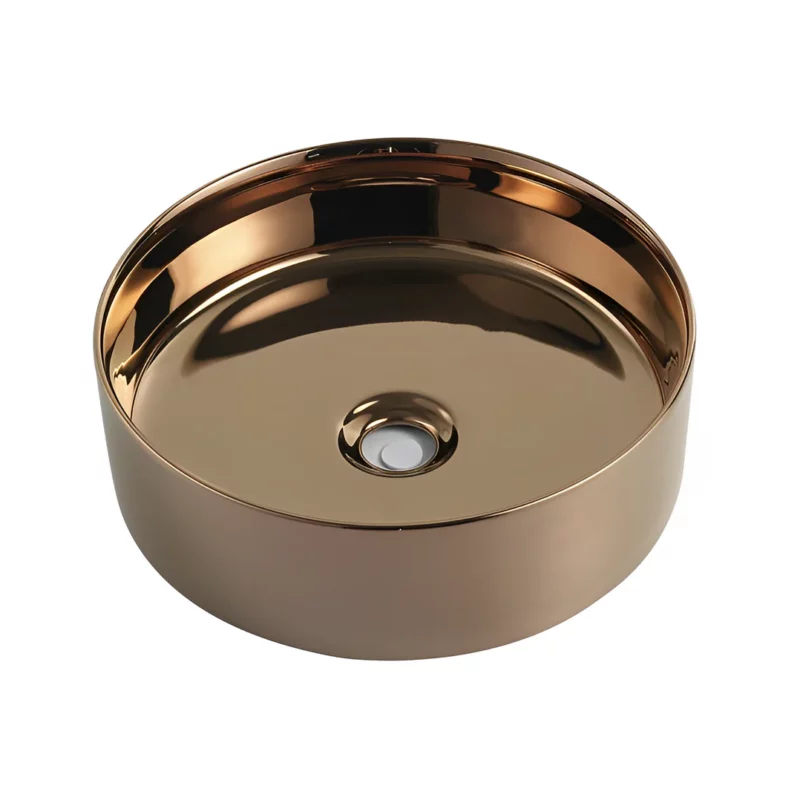 Designer 346mm Rose Gold Round Counter Top Basin