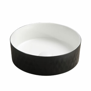 360mm Matte Black & White Round Counter Top Basin