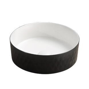360mm Matte Black & White Round Counter Top Basin