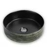 Designer 346mm Silky Green & Matte Black Round Counter Top Basin