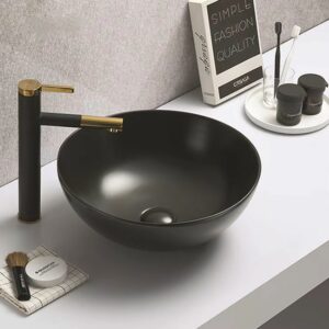 Round 400mm Matte Black Counter Top Basin