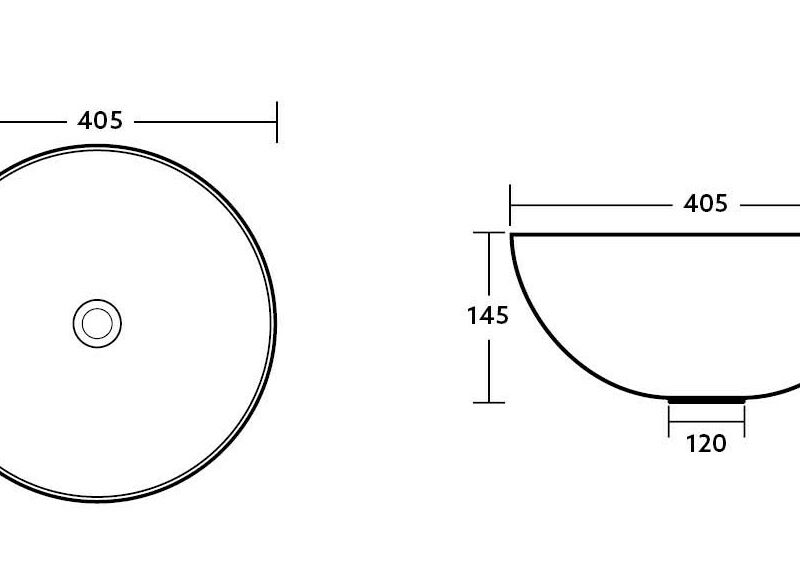 Round 400mm Matte Black Counter Top Basin