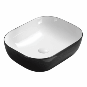 505x405mm Rectangle Matte Black & White Counter Top Basin